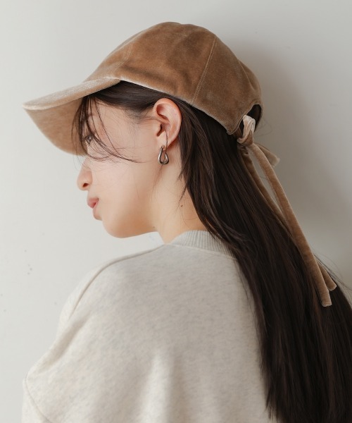 Bab（バブ）の「ベロアバックリボンキャップ（キャップ・レディース・ベージュ/ブラック・ONESIZE）」の11枚目の写真