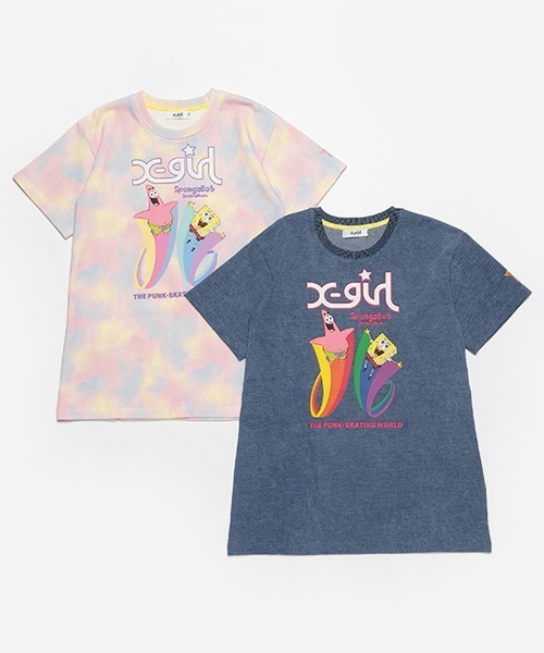 X-girl Stages(エックスガールステージス)の「【スポンジ・ボブ】半袖Tシャツワンピース(ワンピース・キッズ・ピンク/ブルー・140cm/110cm/100cm/130cm/120cm/90cm)」の3枚目の写真