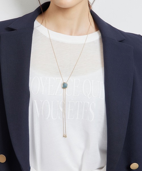 ROPE' PICNIC（ロペピクニック）の「ストーンモチーフラリエット（ネックレス・レディース・ブルー系その他4/ベージュ・FREE）」の10枚目の写真