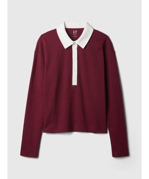 赤いリボン付きクロップドポロシャツ 赤いリボン付きクロップドポロシャツ