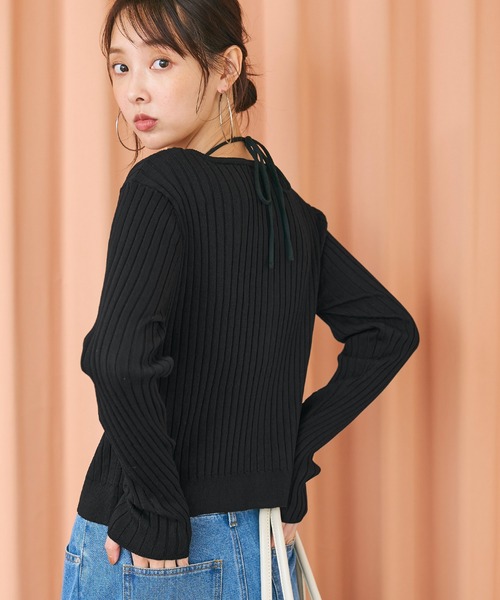 coca(coca)(コカ)の「ジップアップラウンドネックカーディガン(カーディガン/ボレロ・レディース・ブラック/アイボリー・M/S/L)」の8枚目の写真