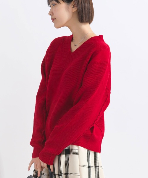 Lo-Fi（ローファイ）の「【WEB限定】Vネックウォッシャブルセーター（ニット/セーター・レディース・レッド/グリーン/ブラック・M）」の22枚目の写真