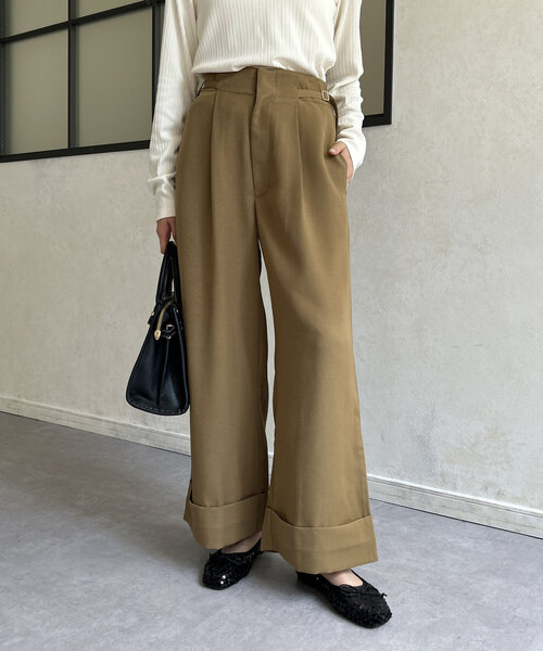 Thevon（ゼボン）の「裾ターンバックスラックスパンツ（スラックス・レディース・ブラック/オレンジ/ベージュ・M/S）」の3枚目の写真