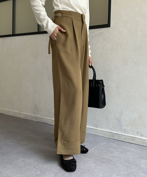 Thevon（ゼボン）の「裾ターンバックスラックスパンツ（スラックス・レディース・ブラック/オレンジ/ベージュ・M/S）」の21枚目の写真