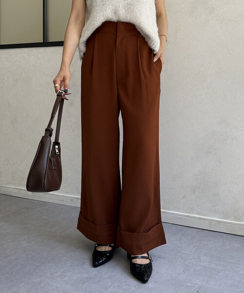 Thevon（ゼボン）の「裾ターンバックスラックスパンツ（スラックス・レディース・ブラック/オレンジ/ベージュ・M/S）」の6枚目の写真