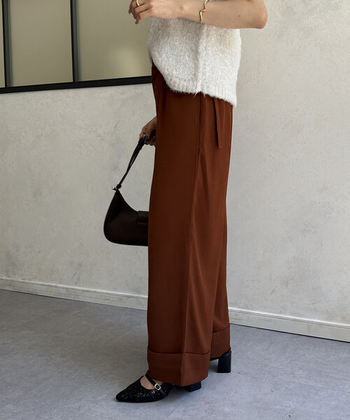 Thevon（ゼボン）の「裾ターンバックスラックスパンツ（スラックス・レディース・ブラック/オレンジ/ベージュ・M/S）」の8枚目の写真