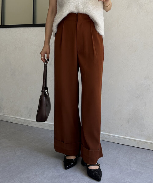 Thevon（ゼボン）の「裾ターンバックスラックスパンツ（スラックス・レディース・ブラック/オレンジ/ベージュ・M/S）」の22枚目の写真