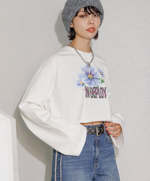 PAGEBOY(ページボーイ)の「フラワーダブルロゴロンT(Tシャツ/カットソー・レディース・オフホワイト/ブラック・FREE)」の7枚目の写真