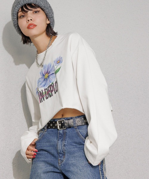 PAGEBOY(ページボーイ)の「フラワーダブルロゴロンT(Tシャツ/カットソー・レディース・オフホワイト/ブラック・FREE)」の8枚目の写真