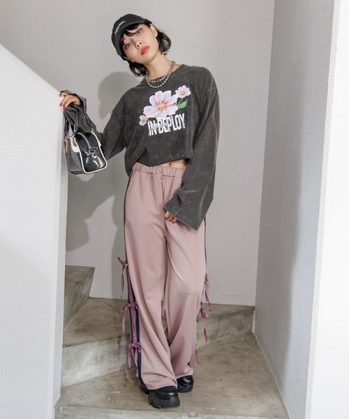 PAGEBOY(ページボーイ)の「フラワーダブルロゴロンT(Tシャツ/カットソー・レディース・オフホワイト/ブラック・FREE)」の10枚目の写真