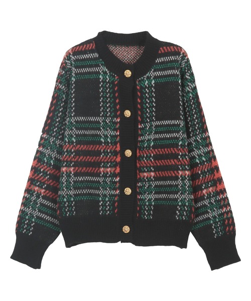 チェックジャケットライクニットカーディガン（カーディガン/ボレロ