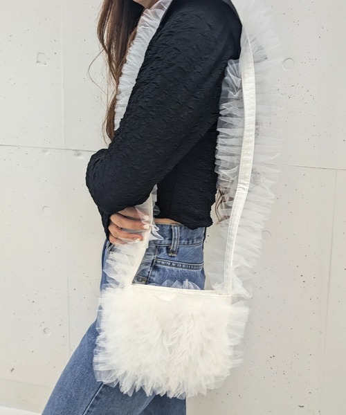 poiregnee（ポワニェ）の「［select］チュールフリルショルダーバッグ（ショルダーバッグ・レディース・ホワイト/グレー/ブラック・FREE）」の12枚目の写真