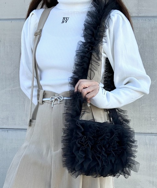 poiregnee（ポワニェ）の「［select］チュールフリルショルダーバッグ（ショルダーバッグ・レディース・ホワイト/グレー/ブラック・FREE）」の14枚目の写真