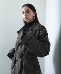 Tech Fade design steel collar Coat/テック レザー スエード デザイン ステンカラーコート
