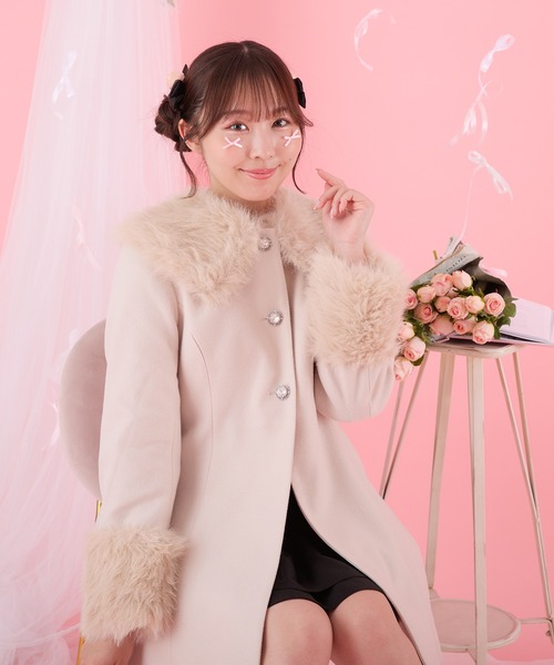 apres jour（アプレジュール）の「フェイクファーカラーコート【ZOZOTOWN限定アイテム】（その他アウター・レディース・アイボリー/ブラック/ブルーグレー/ピンクベージュ/チャコール・フリー/X-LARGE）」の8枚目の写真