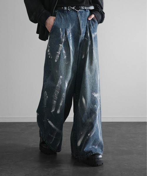 KUUUPY（クーピー）の「Foil Print Wide Denim Pants - 箔プリントワイドデニムパンツ（その他パンツ・メンズ・ブルー/ブラック・LARGE/MEDIUM/SMALL）」の18枚目の写真