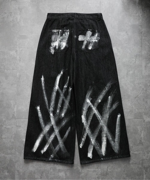 KUUUPY（クーピー）の「Foil Print Wide Denim Pants - 箔プリントワイドデニムパンツ（その他パンツ・メンズ・ブルー/ブラック・LARGE/MEDIUM/SMALL）」の4枚目の写真