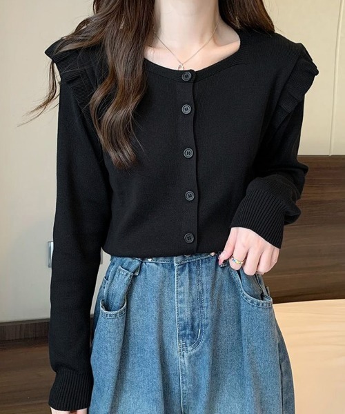Miniministore(ミニミニストア)の「ニットカーディガン ショルダーフリル(カーディガン/ボレロ・レディース・ホワイト/ピンク/レッド/ミント/ブルー/ブラック/ベージュ・FREE)」の15枚目の写真