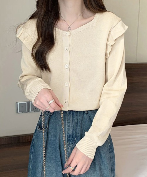Miniministore(ミニミニストア)の「ニットカーディガン ショルダーフリル(カーディガン/ボレロ・レディース・ホワイト/ピンク/レッド/ミント/ブルー/ブラック/ベージュ・FREE)」の18枚目の写真