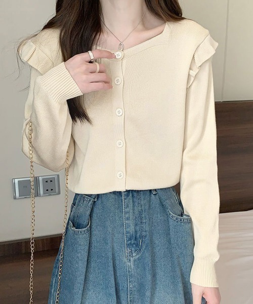 Miniministore(ミニミニストア)の「ニットカーディガン ショルダーフリル(カーディガン/ボレロ・レディース・ホワイト/ピンク/レッド/ミント/ブルー/ブラック/ベージュ・FREE)」の19枚目の写真