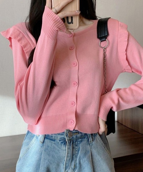 Miniministore(ミニミニストア)の「ニットカーディガン ショルダーフリル(カーディガン/ボレロ・レディース・ホワイト/ピンク/レッド/ミント/ブルー/ブラック/ベージュ・FREE)」の21枚目の写真
