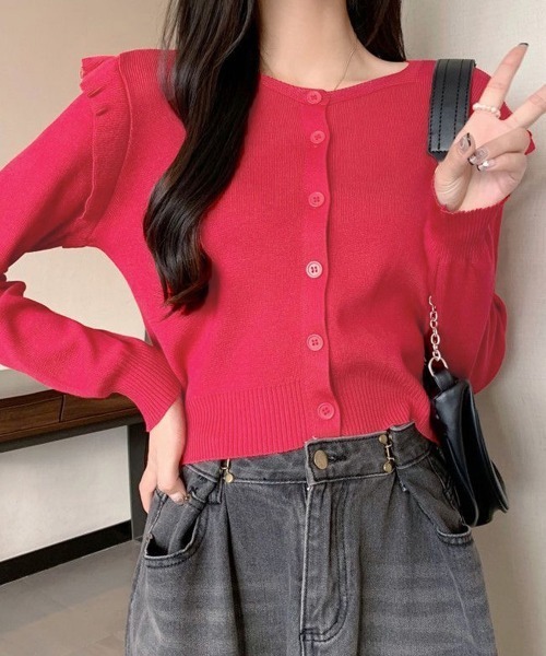 Miniministore(ミニミニストア)の「ニットカーディガン ショルダーフリル(カーディガン/ボレロ・レディース・ホワイト/ピンク/レッド/ミント/ブルー/ブラック/ベージュ・FREE)」の22枚目の写真