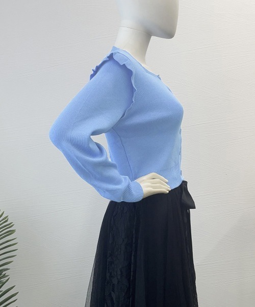 Miniministore(ミニミニストア)の「ニットカーディガン ショルダーフリル(カーディガン/ボレロ・レディース・ホワイト/ピンク/レッド/ミント/ブルー/ブラック/ベージュ・FREE)」の9枚目の写真