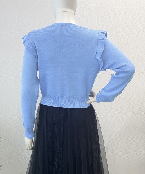 Miniministore(ミニミニストア)の「ニットカーディガン ショルダーフリル(カーディガン/ボレロ・レディース・ホワイト/ピンク/レッド/ミント/ブルー/ブラック/ベージュ・FREE)」の10枚目の写真