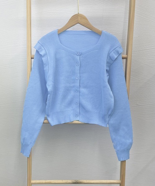 Miniministore(ミニミニストア)の「ニットカーディガン ショルダーフリル(カーディガン/ボレロ・レディース・ホワイト/ピンク/レッド/ミント/ブルー/ブラック/ベージュ・FREE)」の11枚目の写真