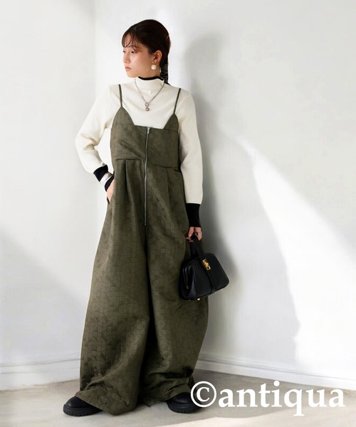 antiqua(アンティカ)の「キルトオールインワン(つなぎ/オールインワン・レディース・カーキ/オフホワイト/ブラック・ONESIZE)」の19枚目の写真