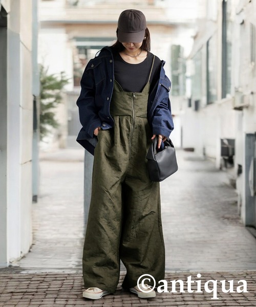 antiqua(アンティカ)の「キルトオールインワン(つなぎ/オールインワン・レディース・カーキ/オフホワイト/ブラック・ONESIZE)」の17枚目の写真