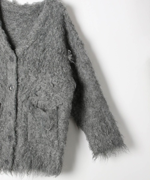 Heather（ヘザー）の「シャギーチュニックカーディガン　153012（カーディガン/ボレロ・レディース・アイボリー/グレー/ベージュ/ブルー/ピンク/レッド・FREE）」の9枚目の写真