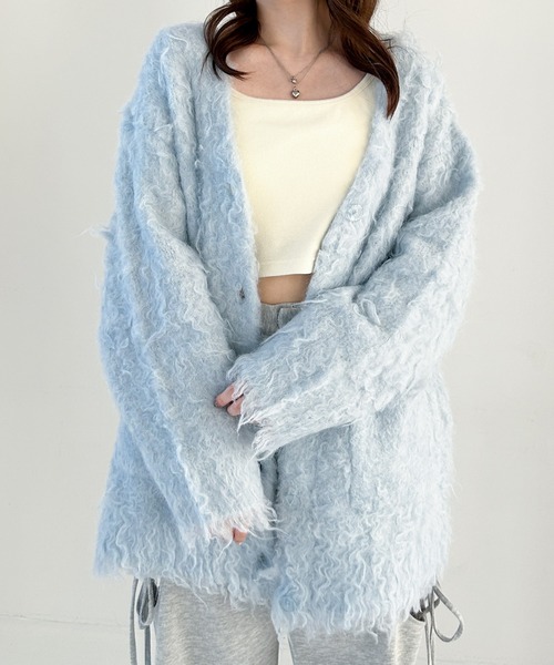 シャギーチュニックカーディガン 色: Blue シャギーチュニックカーディガン 色: Blue