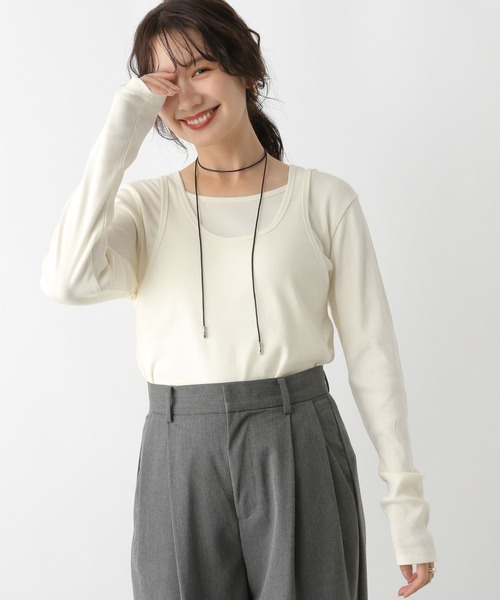 LEPSIM（レプシィム）の「2PレイヤードタンクロンT　153255（Tシャツ/カットソー・レディース・オフホワイト/チャコールグレー・FREE）」の19枚目の写真