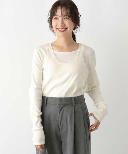 LEPSIM（レプシィム）の「2PレイヤードタンクロンT　153255（Tシャツ/カットソー・レディース・オフホワイト/チャコールグレー・FREE）」の20枚目の写真