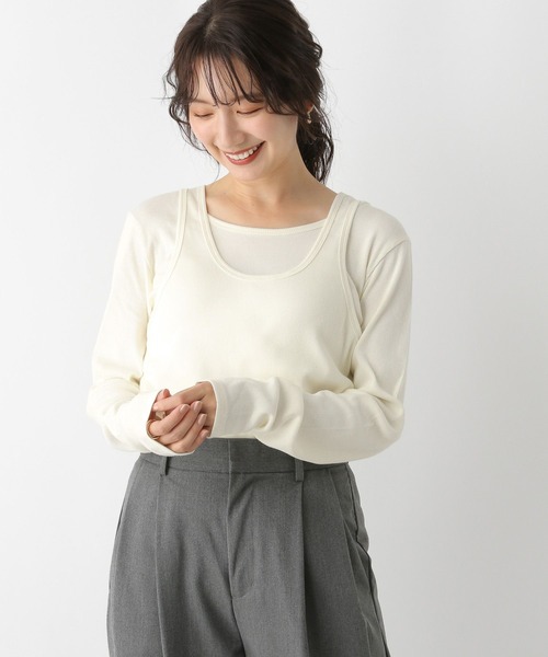 LEPSIM（レプシィム）の「2PレイヤードタンクロンT　153255（Tシャツ/カットソー・レディース・オフホワイト/チャコールグレー・FREE）」の21枚目の写真