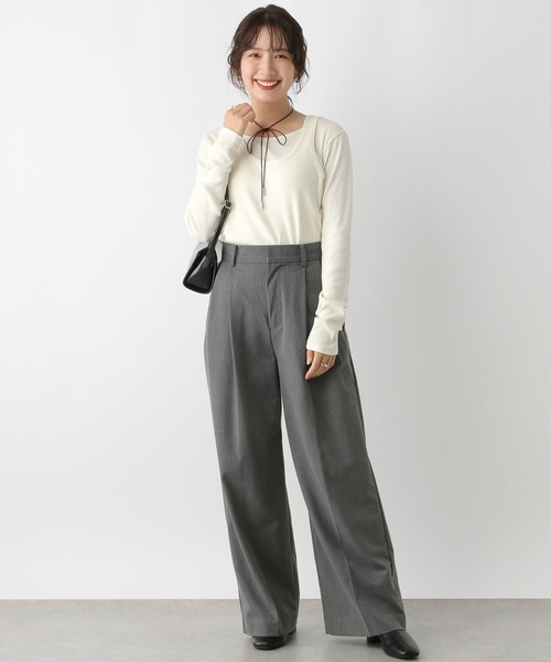 LEPSIM（レプシィム）の「2PレイヤードタンクロンT　153255（Tシャツ/カットソー・レディース・オフホワイト/チャコールグレー・FREE）」の3枚目の写真