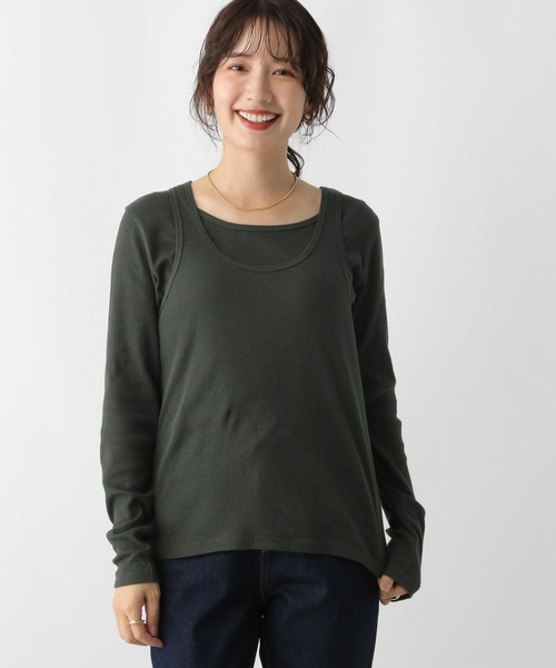 LEPSIM（レプシィム）の「2PレイヤードタンクロンT　153255（Tシャツ/カットソー・レディース・オフホワイト/チャコールグレー・FREE）」の7枚目の写真