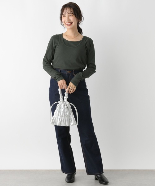 LEPSIM（レプシィム）の「2PレイヤードタンクロンT　153255（Tシャツ/カットソー・レディース・オフホワイト/チャコールグレー・FREE）」の8枚目の写真