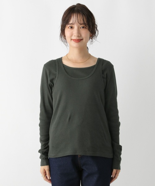 LEPSIM（レプシィム）の「2PレイヤードタンクロンT　153255（Tシャツ/カットソー・レディース・オフホワイト/チャコールグレー・FREE）」の10枚目の写真