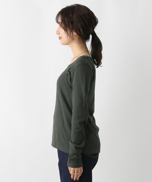 LEPSIM（レプシィム）の「2PレイヤードタンクロンT　153255（Tシャツ/カットソー・レディース・オフホワイト/チャコールグレー・FREE）」の11枚目の写真