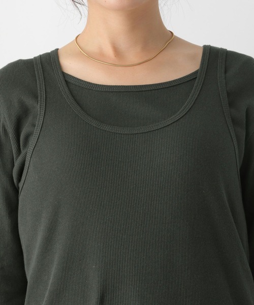 LEPSIM（レプシィム）の「2PレイヤードタンクロンT　153255（Tシャツ/カットソー・レディース・オフホワイト/チャコールグレー・FREE）」の13枚目の写真