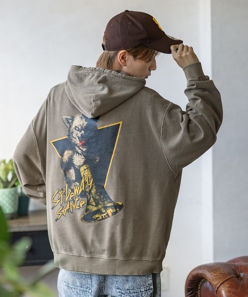 SIDEWAY STANCE（サイドウェイスタンス）の「【SIDEWAY STANCE】ピグメント プリント スウェット プルパーカー（パーカー・メンズ・ブラック/ブラウン系/ブラウン/ブラック系・SMALL/MEDIUM/LARGE/X-LARGE）」の13枚目の写真