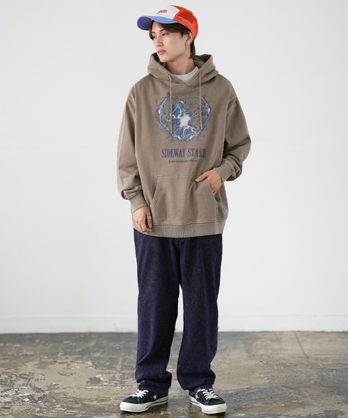 SIDEWAY STANCE（サイドウェイスタンス）の「【SIDEWAY STANCE】ピグメント プリント スウェット プルパーカー（パーカー・メンズ・ブラック/ブラウン系/ブラウン/ブラック系・SMALL/MEDIUM/LARGE/X-LARGE）」の18枚目の写真