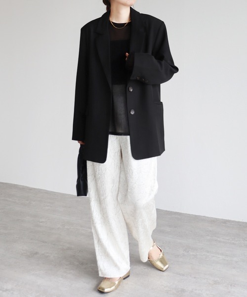 reca（レカ）の「【セットアップ可】オーバーサイズツイルジャケット（スーツジャケット・レディース・ブラック/ブラウン・FREE）」の7枚目の写真