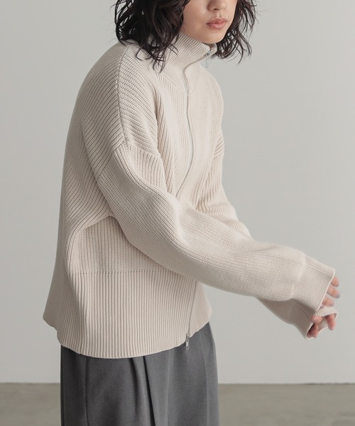 for/c(フォーシー)の「ダブルジップニットブルゾン【サスティナブル】(ニット/セーター・レディース・アイボリー/ブラック/グレー・M/L)」の10枚目の写真