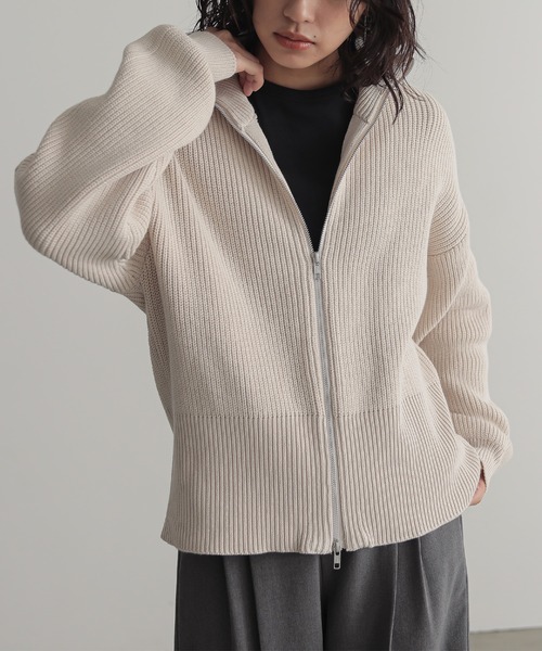for/c(フォーシー)の「ダブルジップニットブルゾン【サスティナブル】(ニット/セーター・レディース・アイボリー/ブラック/グレー・M/L)」の11枚目の写真