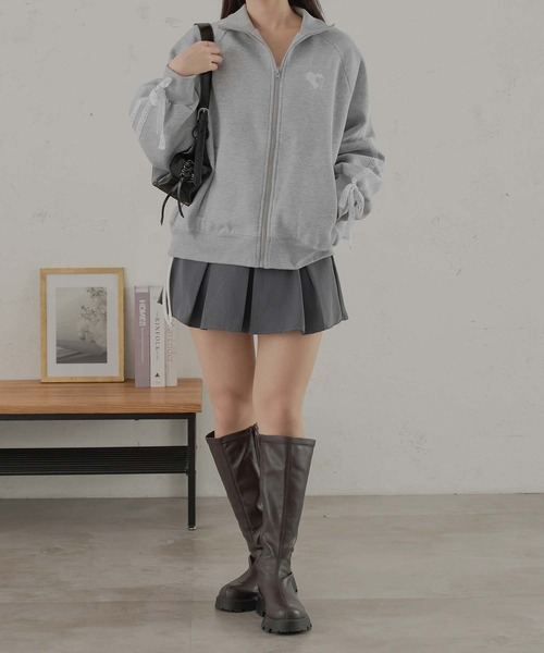 Ambre Neige（アンブルネージュ）の「レースライントラックジャケット/WEB/EC限定商（スウェット・レディース・杢グレー/ネイビー・FREE）」の10枚目の写真