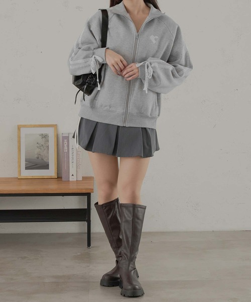 Ambre Neige（アンブルネージュ）の「レースライントラックジャケット/WEB/EC限定商（スウェット・レディース・杢グレー/ネイビー・FREE）」の11枚目の写真