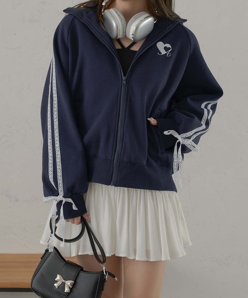 Ambre Neige（アンブルネージュ）の「レースライントラックジャケット/WEB/EC限定商（スウェット・レディース・杢グレー/ネイビー・FREE）」の18枚目の写真